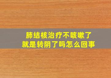 肺结核治疗不咳嗽了就是转阴了吗怎么回事