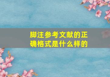 脚注参考文献的正确格式是什么样的