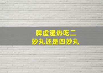 脾虚湿热吃二妙丸还是四妙丸