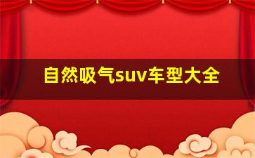 自然吸气suv车型大全