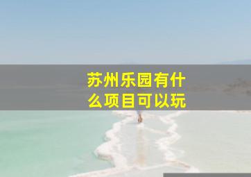 苏州乐园有什么项目可以玩