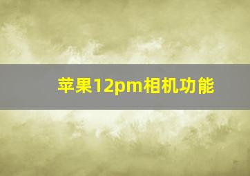 苹果12pm相机功能