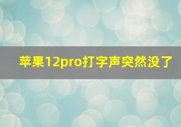 苹果12pro打字声突然没了