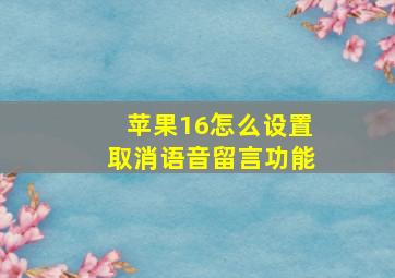 苹果16怎么设置取消语音留言功能