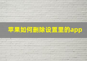 苹果如何删除设置里的app