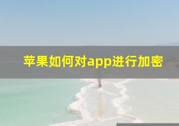 苹果如何对app进行加密