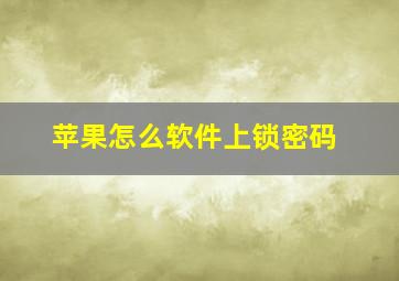 苹果怎么软件上锁密码