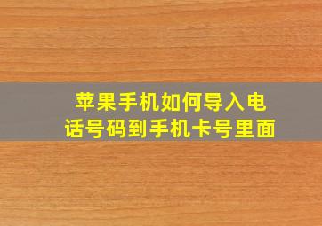 苹果手机如何导入电话号码到手机卡号里面