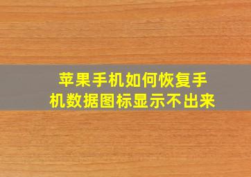 苹果手机如何恢复手机数据图标显示不出来