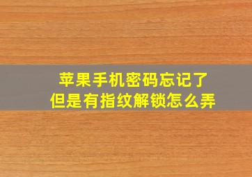 苹果手机密码忘记了但是有指纹解锁怎么弄