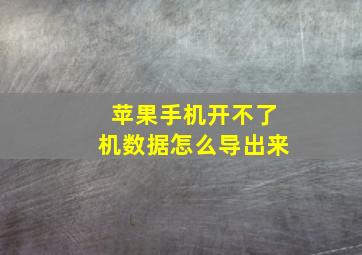 苹果手机开不了机数据怎么导出来