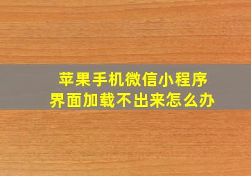 苹果手机微信小程序界面加载不出来怎么办