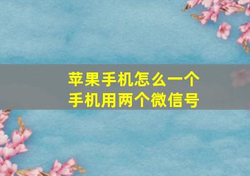 苹果手机怎么一个手机用两个微信号