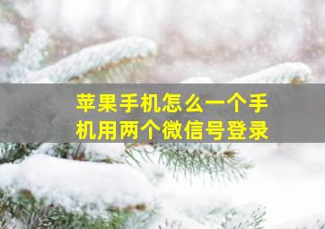 苹果手机怎么一个手机用两个微信号登录