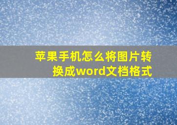 苹果手机怎么将图片转换成word文档格式