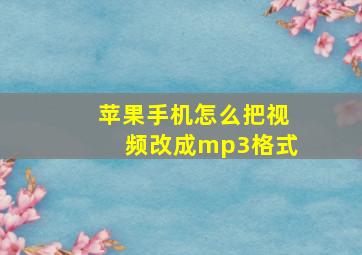 苹果手机怎么把视频改成mp3格式