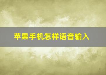 苹果手机怎样语音输入