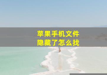 苹果手机文件隐藏了怎么找