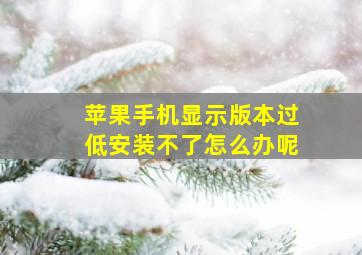 苹果手机显示版本过低安装不了怎么办呢