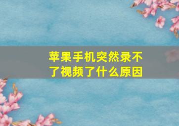 苹果手机突然录不了视频了什么原因