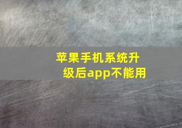 苹果手机系统升级后app不能用