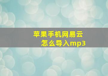 苹果手机网易云怎么导入mp3