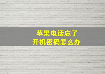 苹果电话忘了开机密码怎么办