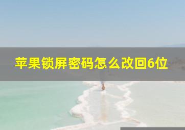 苹果锁屏密码怎么改回6位