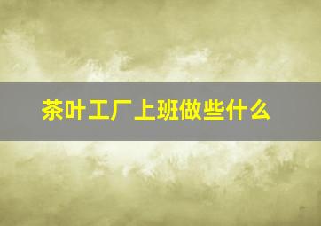 茶叶工厂上班做些什么