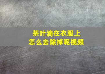 茶叶滴在衣服上怎么去除掉呢视频