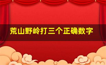 荒山野岭打三个正确数字