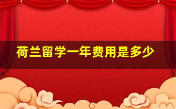 荷兰留学一年费用是多少