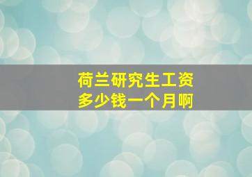 荷兰研究生工资多少钱一个月啊