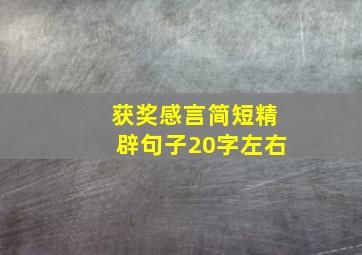 获奖感言简短精辟句子20字左右