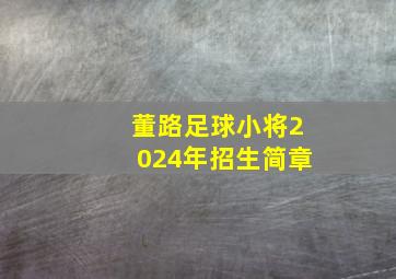 董路足球小将2024年招生简章