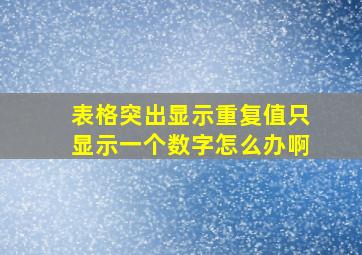 表格突出显示重复值只显示一个数字怎么办啊