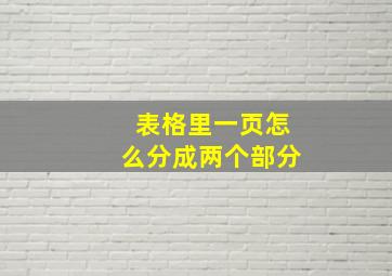 表格里一页怎么分成两个部分