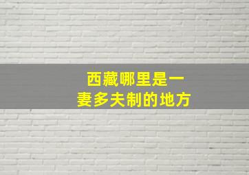 西藏哪里是一妻多夫制的地方