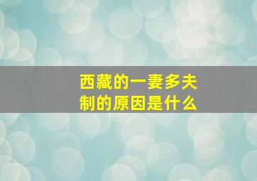 西藏的一妻多夫制的原因是什么