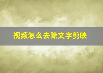 视频怎么去除文字剪映