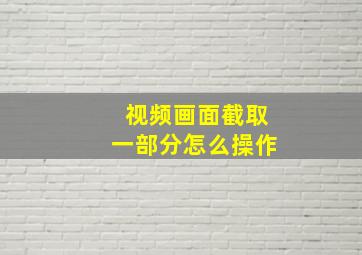 视频画面截取一部分怎么操作