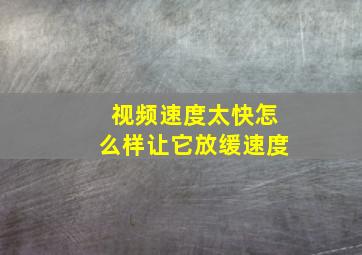 视频速度太快怎么样让它放缓速度