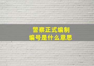 警察正式编制编号是什么意思