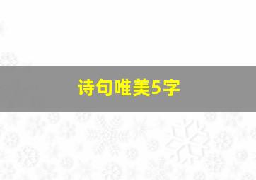 诗句唯美5字