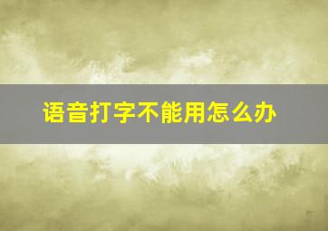 语音打字不能用怎么办