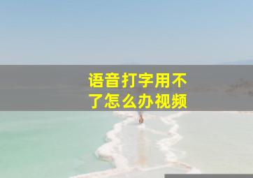 语音打字用不了怎么办视频