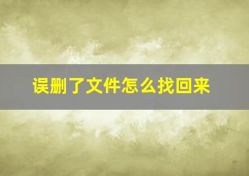 误删了文件怎么找回来