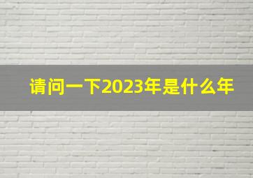 请问一下2023年是什么年