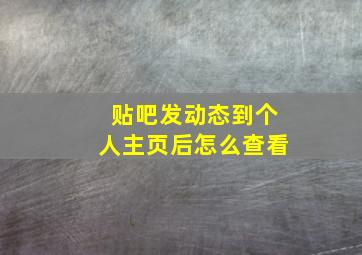 贴吧发动态到个人主页后怎么查看