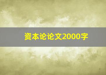 资本论论文2000字